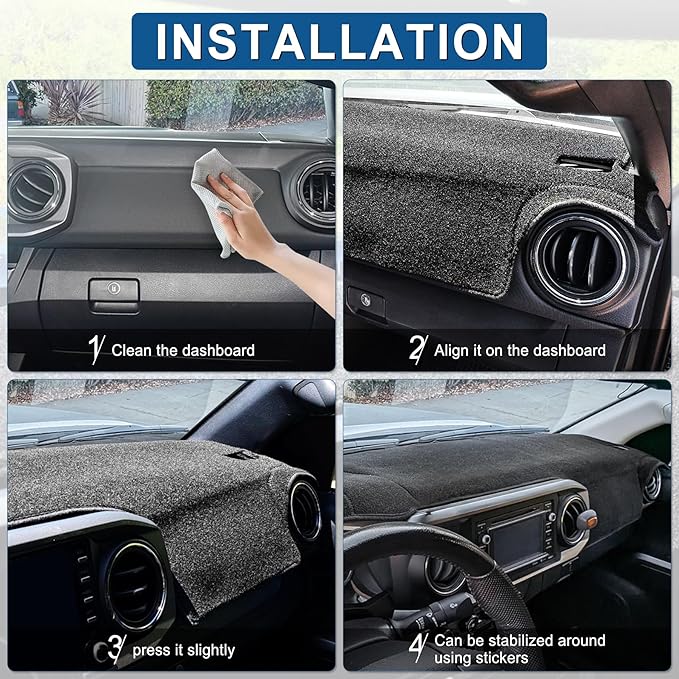 Amiss Dash Mat Dashboard Cover, Fits for Toyota Tacoma 2016-2022 2023, Anti-reflective Non-Slip Dashboard Cover Mat Pad Carpet, Dashboard Decorative, Car Accessories Interior for Custom Fit dash cover