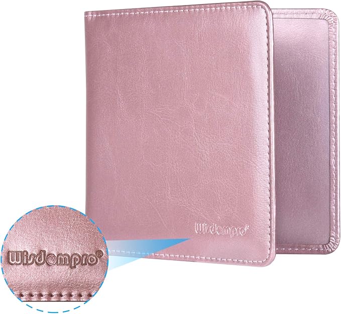 Wisdompro Small Car Registration and Insurance Documents Holder - Premium PU Leather Vehicle Glove Box Paperwork Wallet Case Organizer for ID, Driver's License, Key Contact Information Cards