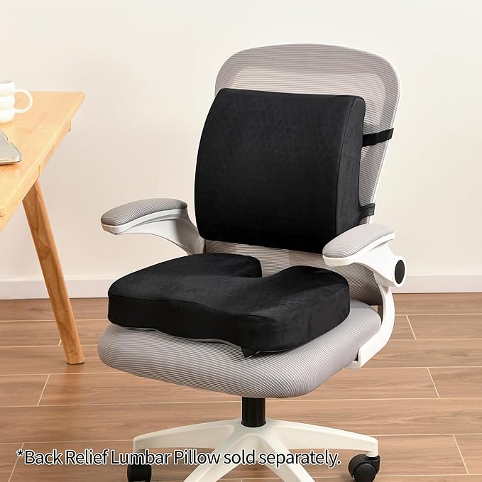 Zickskt Lumbar Support Pillow for Office Chair - Memory Foam Back Cushion for Chair, Car, Couch - Lumbar Pillow Promotes Better Posture, Back Pain Relief with Adjustable Strap & Non-Slip