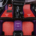 Custom Making Car Floor Mats Compatible for 2000-2025 All Mode Sedan SUV Sports Car Full Coverage Cute Pads Protection Non-Slip Leather Floor Liners (Red+Purple Edge)