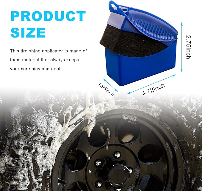 Augeny 2 PCS Tire Dressing Applicator, Reusable Car Tire Shine Sponge Applicator Pad with Lid, Durable Foam Auto Wheel Detailing Applicator for Vehicle Waxing Polishing Cleaning (Blue)