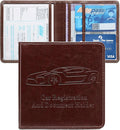 Car Registration and Insurance Holder, Vehicle Glove Box Car Organizer with Magnetic Closure for Documents, Cards, License Car Organization, 1-Pack Dark Brown