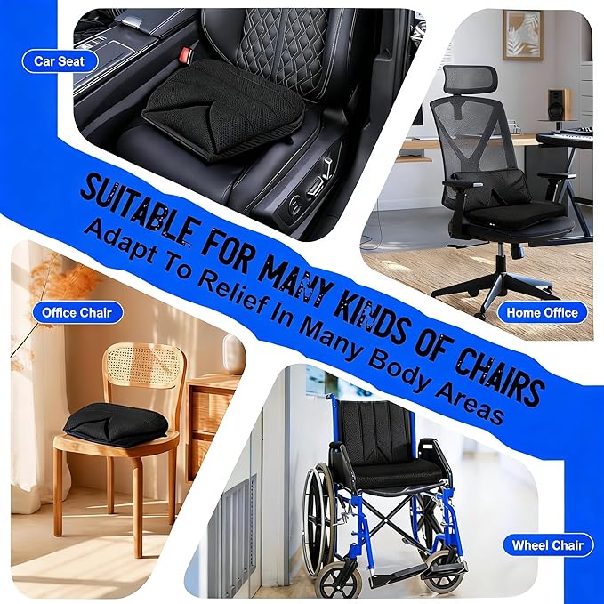 Big Hippo Memory Foam Car Seat Cushion for Driver & Office Chair – Ergonomic Coccyx Pillow for Tailbone & Sciatica Pain Relief, 3D Breathable Mesh, Non-Slip Bottom, Comfort Pad for Home, Truck, SUV