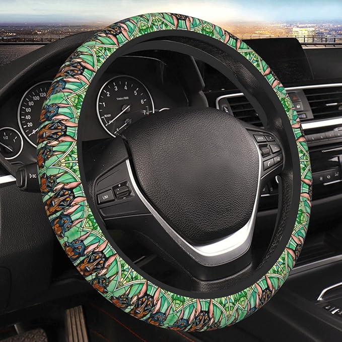 Doberman Pinscher Neoprene Steering Wheel Covers Women Men Car Accessories, Universal 15 Inch Fit Auto, Suvs, Truck