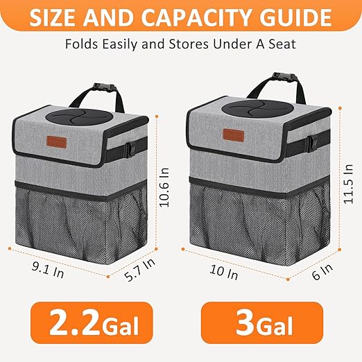 Vankor Car Trash Can Trash Bag Bin Hanging Waterproof Automotive Car Garbage Cans Leak Proof Vehicle Trash Can Grey