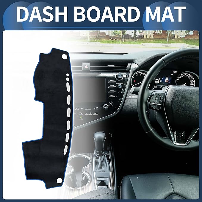 Dash Cover, Center Console Non-Slip Dashboard Carpet Mat for Toyota Camry 2002-2006 Flannel Black Blue,1Pc