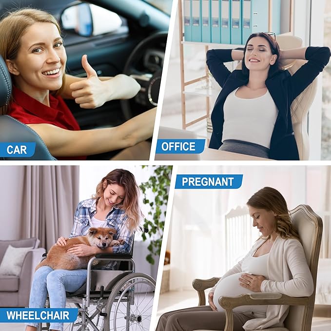 Lofty Aim Memory Foam Lumbar Cushion Provides Lower Back Pain Relief and Comfortable Support for Driving, Chair Support for Car-Office Chair, Wheelchair - Sleek Black