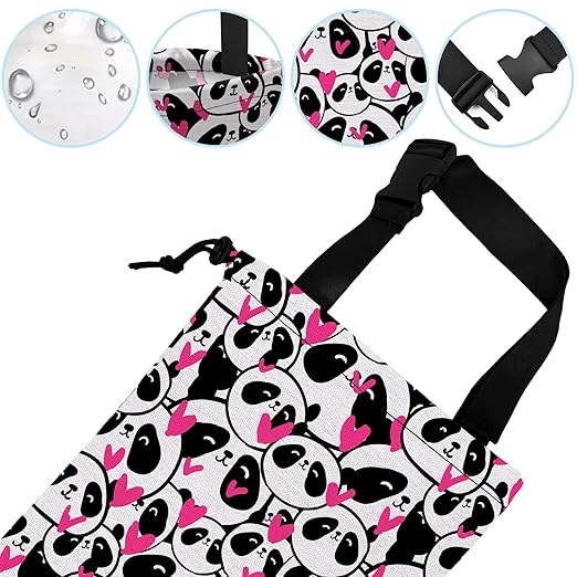 ghatobty Car Trash Bag Hanging Cute Panda and Heart Car Trash Can Waterproof Garbage Bag Hanging for Car Back Seat