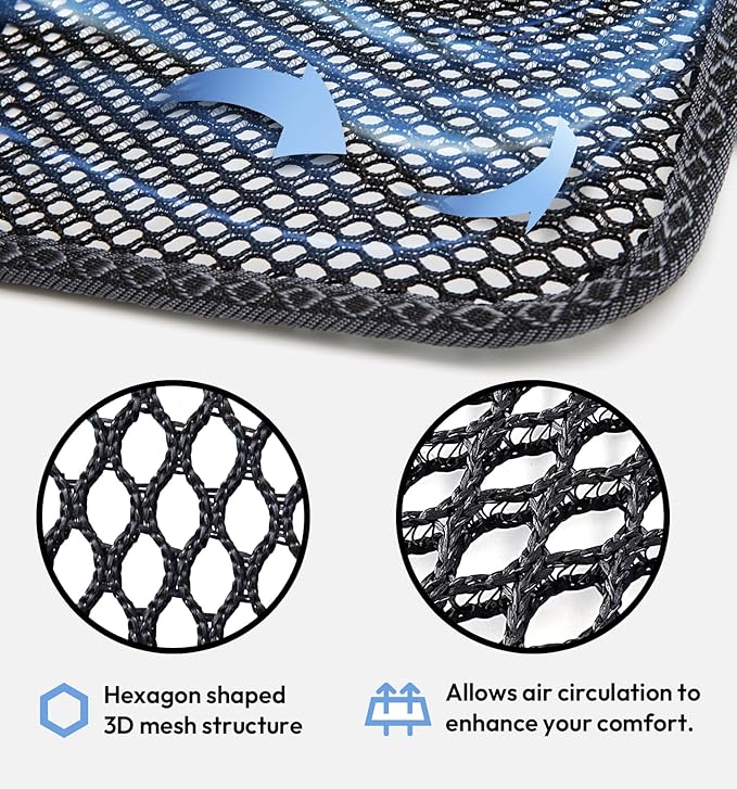 carrotez Cool Double Breathable 3D Air Mesh Car Seat Cushion pad, Cool Chair seat, car seat Pads, Home Office Chair, Wheelchair, 41" x 15" - Black