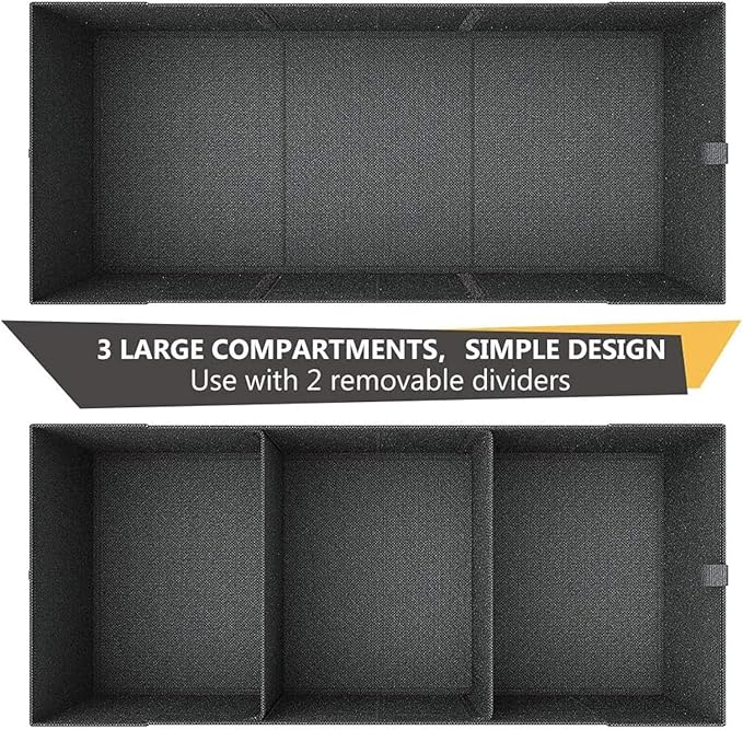 MIU COLOR Trunk Organizer for Car, SUV Trunk Organizer, 12 Pockets, Non-Slip Bottom, Sturdy Oxford Car Organizer for Sedans, Van, Jeep, Grocery, Large 3 Compartments, Black Gray, 32"×13"×10.6"