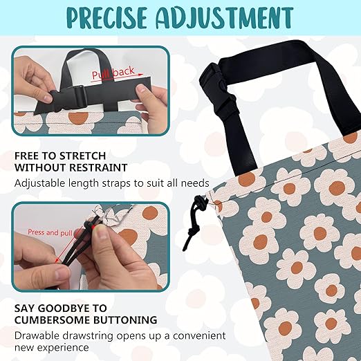 KXWQTRDD Car Garbage Bag Vintage Blue Floral Daisy Hanging Canvas Car Trash Bag Waterproof Drawstring Car Back Seat Organizer for Car Back Front Seat Console with Adjustable Buckle