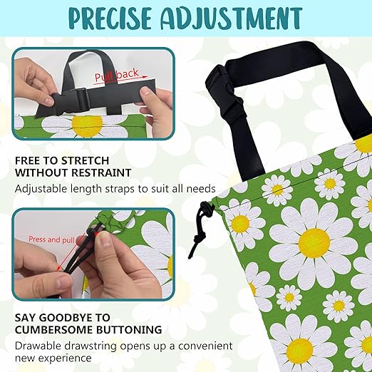 KXWQTRDD Car Garbage Bag Abstract Daisy Flowers Drawstring Car Trash Bag Hanging for Back Seat with Adjustable Buckle Canvas Vehicle Trash Can Easy-to-Install
