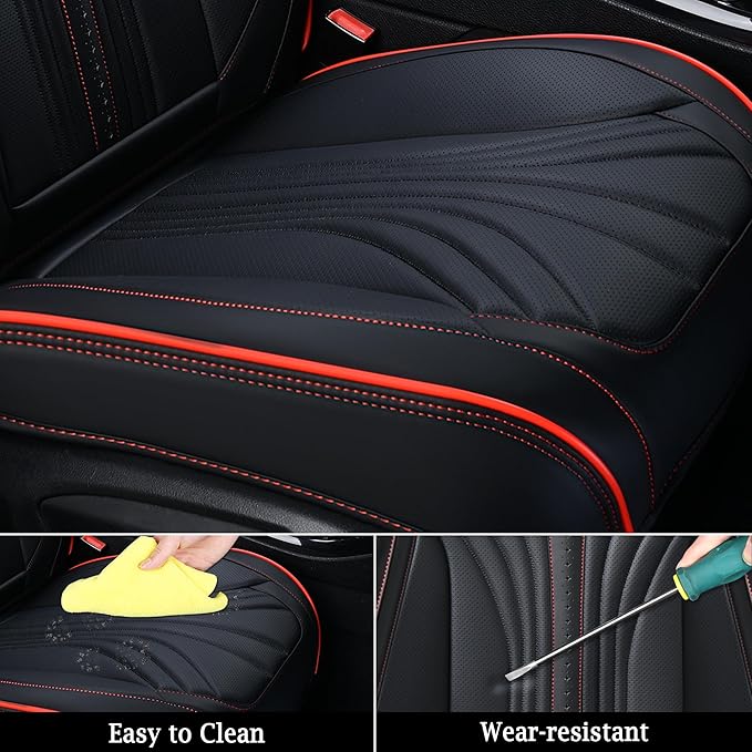 FLORICH Car Seat Covers Full Set, 5 Seats Universal Seat Covers for Cars, Waterproof Nappa Leather Auto Seat Protectors, Black Front and Rear Seat Protectors Fit for Cars SUV Pick-up Truck