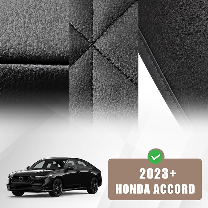 Muslogy for Accord 2026 2025 2024 2023 Center Console Cover Armrest Pad Vegan Leather Extra Soft Armrest Lid Protector Compatible with Honda Accord LX EX Sport Hybrid EX-L Sport-L Touring (V2 Black)