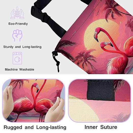 UUCBTAH Car Trash Bag Pink Flamingo Car Trash Bin Leakproof Waterproof Car Trash Can for Back Seat, Foldable Car Garbage Bag with Adjustable Straps and Drawstring for Car Accessories