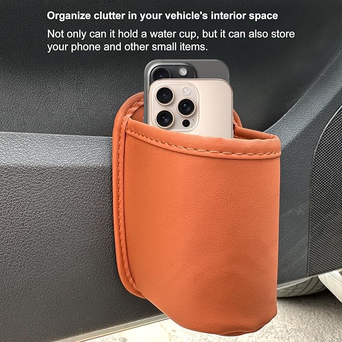 VOJKOREL Universal Door Water Cup Holder, car Multi-Function Storage Rack, car seat Back Beverage Holder, Suitable for Water Cups, Mobile Phones, Drinks, Coffee, etc.(Orange)