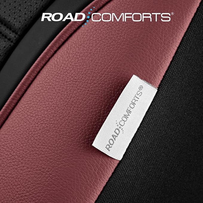 Road Comforts Leather Seat Covers, Breathable Car Seat Covers Full Set for Men,Airbag Compatible, Automotive Seat Covers Set Universal Fit Most Cars,Vans,Truck,SUV