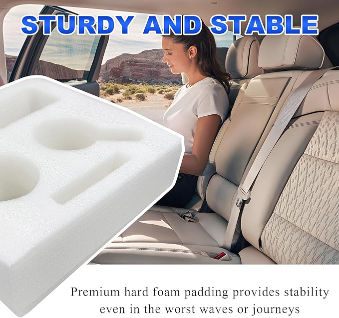 Kewucn Car Back Seat Organizer, Leather Sofa Cup Holder Tray, Waterproof Sofa Pillow to Store Drink Snack Phone, Universal Auto Holder for Car, RV, Bed (Beige)