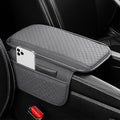 Car Armrest Cover for Mazda CX5 2012-2025, Center Console Cushion Leather Armrest Pad Protector with Storage Pockets Diamond Pattern,Grey