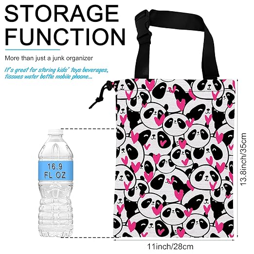 ghatobty Car Trash Bag Hanging Cute Panda and Heart Car Trash Can Waterproof Garbage Bag Hanging for Car Back Seat