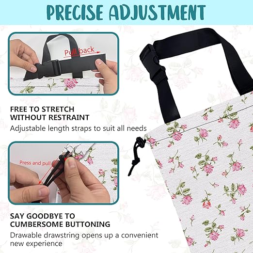 KXWQTRDD Car Garbage Bag Small Pink Rose Floral Drawstring Car Trash Bag Hanging for Back Seat with Adjustable Buckle Canvas Vehicle Trash Can Easy-to-Install