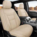 EQUIDEVDY Seat Covers for Chevy Silverado GMC Sierra,2007-2025 1500/2500/3500HD Crew,Double,Extended Cab Truck Breathable & Waterproof Faux Leather Seat Covers(Beige Full Set)