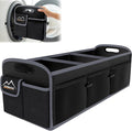 M KARMATER Car Trunk Organizer,Machine Washable PP Materials 3 Compartments Car Storage,95L Waterproof Polyester Cars Accessories Organizer and 6 Pockets, Suitable for SUV, Minivan, Truck(Black)