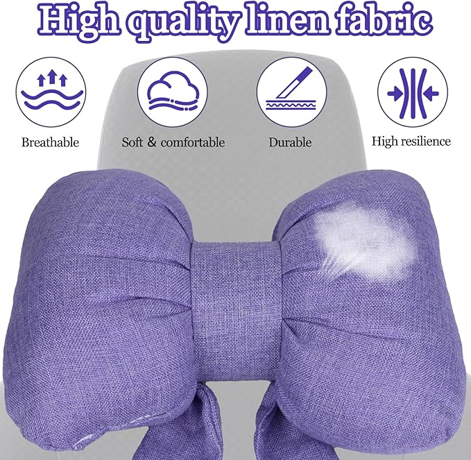 wuyaoyao Bow Car Headrest Pillow, Cute Bow Shape Car Neck Pillow, Soft Comfortable Automotive Seat Headrest Pillows for Driver, Universal Vehicle Neck Support Cushion for Sleeping Travel(Purple)