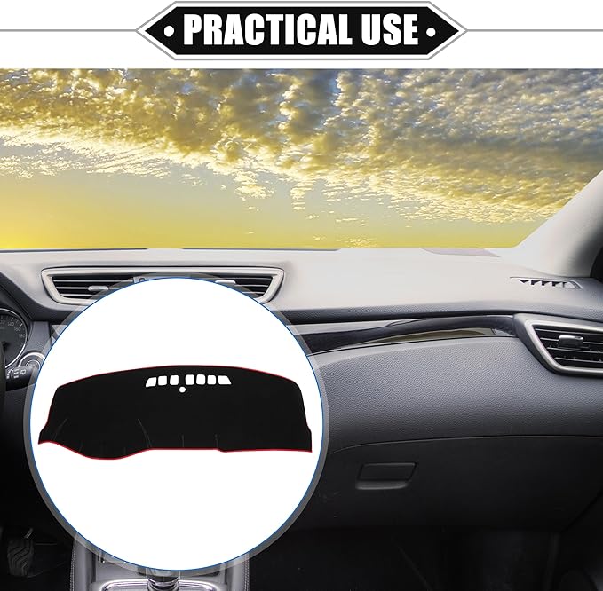 Car Dashboard Cover Mat Compatible for Buick LaCrosse 05-08, Protective Polyester Black Red Center Console Interior Trim Dash Board Mat