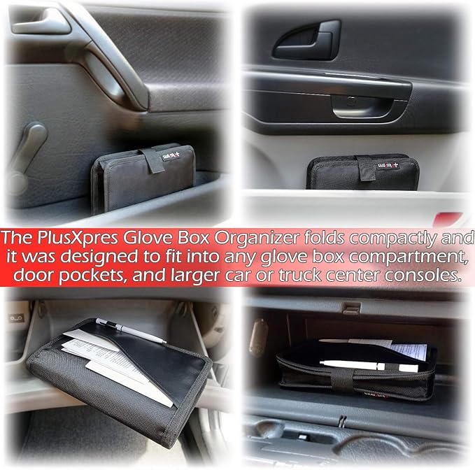 Glove Box Compartment Organizer - Car Document Holder - Owner Manual Case Pouch - Vehicle Storage Wallet for Registration & Insurance Card - Premium Auto Paperwork Holder - Log Book included - Green
