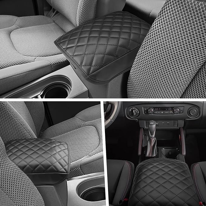 INTGET Center Console Armrest Cover for 2005-2021 Nissan Frontier Accessories 2005-2015 Nissan Xterra Accessories Leather Middle Arm Rest Protector Console Lid Cover