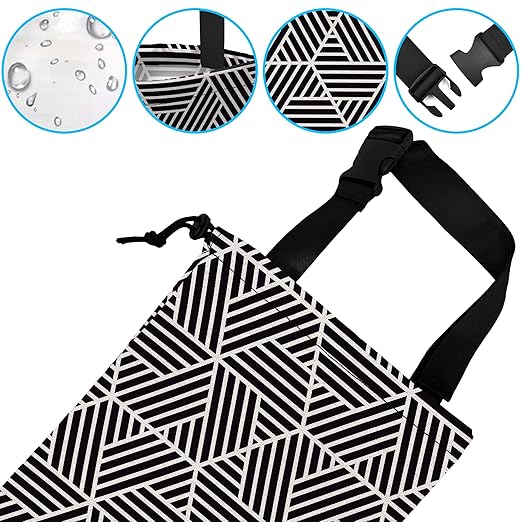 Car Trash Bag Hexagonal Geometric Car Garbage Bag Hanging Car Trash Can for Back Seat with Drawstring, Waterproof Garbage Bags for Car Accessories Vehicle Travelling Camping Outdoor