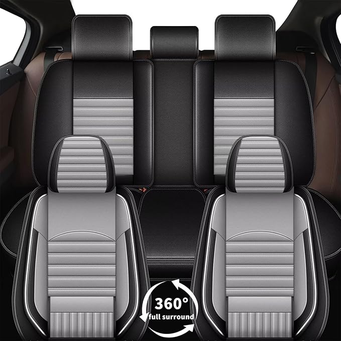TTX LIGHTING Car Seat Covers Fit for Dodge Dart 2013-2016 Seat Covers Full Set 5 Seats Waterproof Faux Leather Car Seat Cushion Protector Compatible Airbag（Gary）