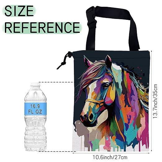 NHNXHWIA Colorful Horse Car Garbage Bag,Pop Art Horse Waterproof Small Car Trash Bag Hanging Back of Seat,Drawstring Hanging Car Trash Bag with Adjustable Buckle for Car Accessories