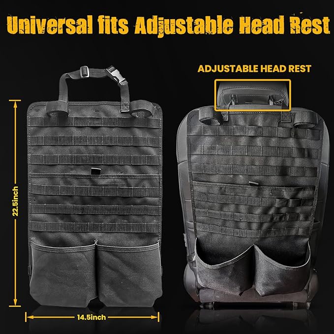 Tactical Car Seat Back Organizer, MOLLE Vehicle Seat Panel for Hunting Gear Storage, 1 Pack