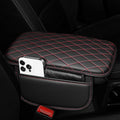 Car Center Console Cover Fit for Volkswagen Leather Armrest Cover with 2 Storage Bags Waterproof Console Cover Scratch & Wear Resistant(Redline)