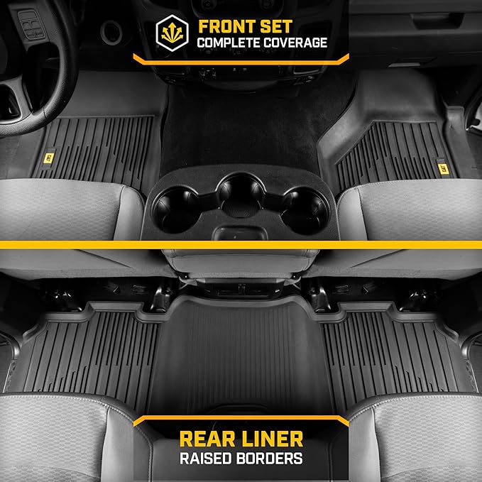 CAT® JustFit™ 3D Custom Fit Floor Mats for Dodge Ram 1500 Crew Cab 2009-2018, Dodge Ram 2500/3500 Crew Cab 2010-2018, Classic 2019-2024 - Heavy Duty Floor-Liner Protection Laser Measured