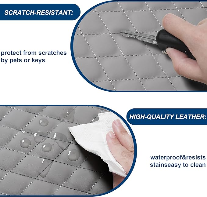 Center Console Cover Fit for VW/Volkswagen Jetta Leather Armrest Cover with 2 Storage Bags-Waterproof Scratch & Wear Resistant(Grey)