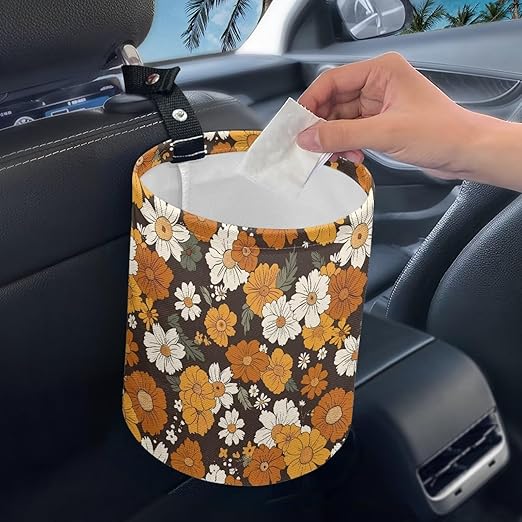 Brosoneto Collapsible Floral Trash Can - Accessories for Cars, Camping & Family Gatherings, Easy to Clean