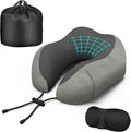 Phent zari Neck Travel Pillow, Upgraded Memory Foam Pillow for Airplane, Machine Washable, Adjustable Flight Pillow, Suitable for Sleeping Airplane, Car, Office and Home (Grey)