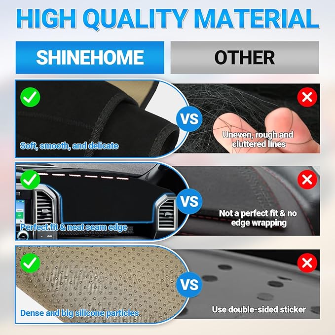 Dashboard Cover Dash Mat Compatible with 2015 2016 2017 2018 2019 2020 Ford F150 Dash Covers Interior Dash Board Accessories Protecter Cover