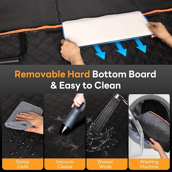 Chioratree Dog Seat Cover for Back Seat - Hard Bottom Car Seat Cover for Dogs Holds 500 lbs,Waterproof Back Seat Extender for Dogs,Scratch-Proof Anti-Slip Dog Hammock for Car SUV Small Truck, BlackOR