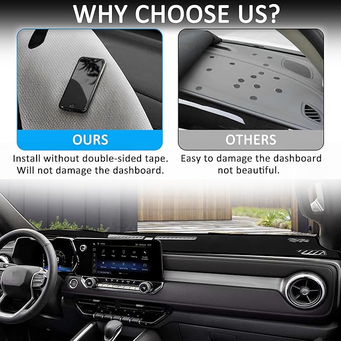 Dash Cover for Chevy Colorado/Gmc Canyon 2023 2024 2025 2026 Dashboard Cover Mat Center Console Non-Slip No Glare Protector Mat Pad Sunshade Interior Accessories for Chevylot Colorado, Black Trim