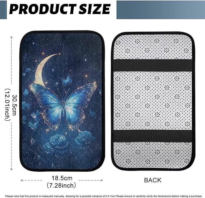 Bulopur Butterfly Rose Auto Console Armrest Cover Flannel Arm Rest Car Comfortable Armrest Console Cover Easy to Install Fashion Auto Interior Universal Fit Most Cars Women Men