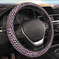 Pink Leopard Print Neoprene Steering Wheel Cover for Men Women Anti-Slip Elastic Steering Wheel Protective Cover 15in Universal Car Accessories Fit Cars, SUVs, Auto