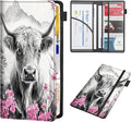 RAUEDWDJS Car Registration and Insurance Holder,Leather Vehicle Glove Box Organizer Wallet Case for Driver's License,ID Key Information Cards-Cherry Blossom Highland Cow