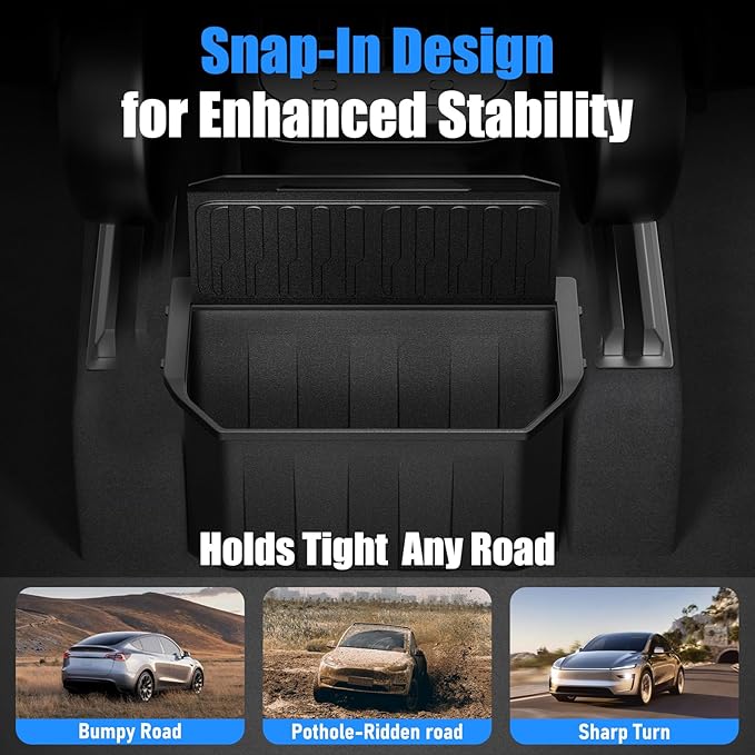 2026 Upgrade Rear Center Console Organizer for Tesla 2020-2025 Model Y Accessories, Partitioned Storage & Stable Installation, Seat Backseat Trash Can Bin for Tesla Model Y(Not Fit Model Y Juniper)