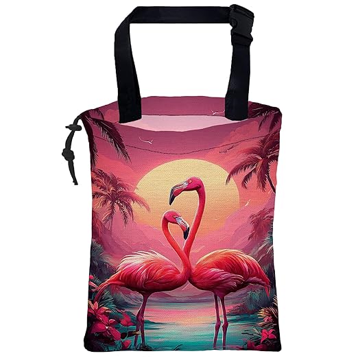 UUCBTAH Car Trash Bag Pink Flamingo Car Trash Bin Leakproof Waterproof Car Trash Can for Back Seat, Foldable Car Garbage Bag with Adjustable Straps and Drawstring for Car Accessories