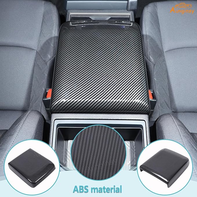 Aunginsy Center Console Armrest Protector Cover Compatible with Toyota Tacoma 2024 2025 2026, Central Armrest Seat Storage Box Cover Cushion Lid Protector Pad Waterproof Anti-Scratch ABS Accessories