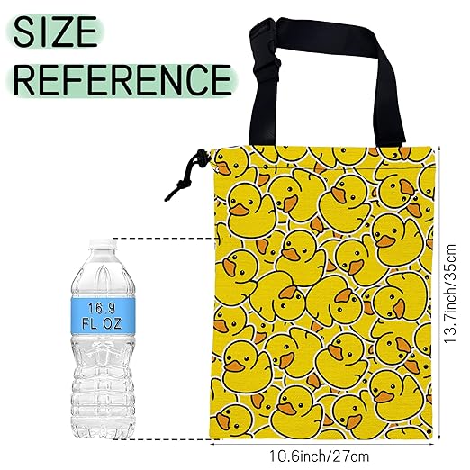 Yellow Duck Car Garbage Bag,Rubber Duck Waterproof Small Car Trash Bag Hanging Back of Seat,Drawstring Hanging Car Trash Bag with Adjustable Buckle for Car Accessories
